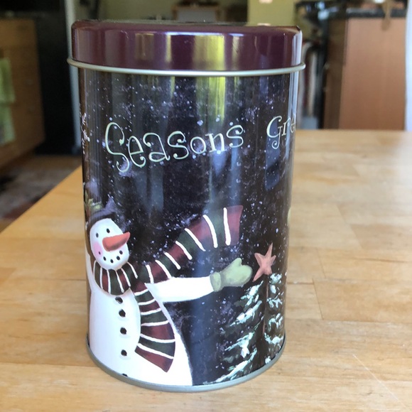 Other - Seasons Greetings Tin Can with Lid